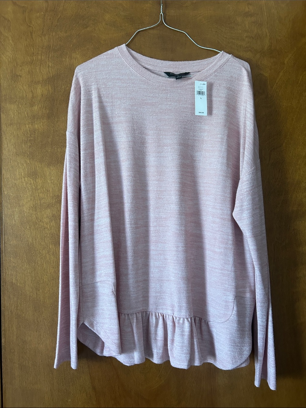 Banana Republic Dusty Pink Ruffle-Hem Long Sleeve Top